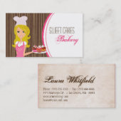 Blonde Baker op Pink Brown Cup Cakes Visitekaartje (Voorkant / Achterkant)