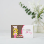 Blonde Baker op Pink Brown Cup Cakes Visitekaartje (Staand voorkant)
