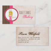 Blonde Baker op Pink Brown Cup Cakes Visitekaartje (Voorkant / Achterkant)