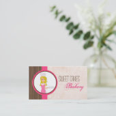 Blonde Baker op Pink Brown Cup Cakes Visitekaartje (Staand voorkant)