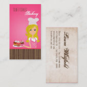 Blonde Baker op Pink Brown Cup Cakes Visitekaartje (Voorkant / Achterkant)