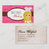 Blonde Baker op Pink Brown Cup Cakes Visitekaartje (Voorkant / Achterkant)