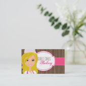Blonde Baker op Pink Brown Cup Cakes Visitekaartje (Staand voorkant)