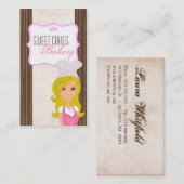 Blonde Baker op Pink Brown Cup Cakes Visitekaartje (Voorkant / Achterkant)