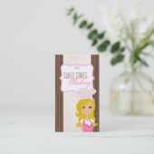Blonde Baker op Pink Brown Cup Cakes Visitekaartje (Staand voorkant)