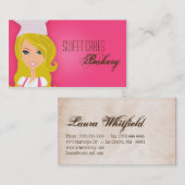 Blonde Baker op Pink Brown Cup Cakes Visitekaartje (Voorkant / Achterkant)