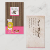 Blonde Baker op Pink Brown Cup Cakes Visitekaartje (Voorkant / Achterkant)