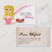 Blonde Baker op Pink Brown Cup Cakes Visitekaartje (Voorkant / Achterkant)