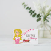 Blonde Baker op Pink Brown Cup Cakes Visitekaartje (Staand voorkant)