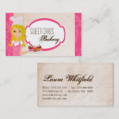 Blonde Baker op Pink Brown Cup Cakes Visitekaartje (Voorkant / Achterkant)