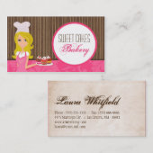 Blonde Baker op Pink Brown Cup Cakes Visitekaartje (Voorkant / Achterkant)