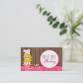 Blonde Baker op Pink Brown Cup Cakes Visitekaartje (Staand voorkant)