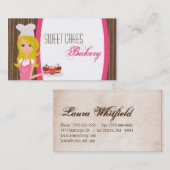 Blonde Baker op Pink Brown Cup Cakes Visitekaartje (Voorkant / Achterkant)
