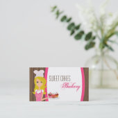Blonde Baker op Pink Brown Cup Cakes Visitekaartje (Staand voorkant)