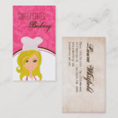 Blonde Baker op Pink Brown Cup Cakes Visitekaartje (Voorkant / Achterkant)