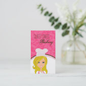 Blonde Baker op Pink Brown Cup Cakes Visitekaartje (Staand voorkant)