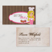 Blonde Baker op Pink Brown Cup Cakes Visitekaartje (Voorkant / Achterkant)
