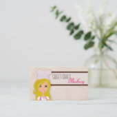 Blonde Baker op Pink Brown Cup Cakes Visitekaartje (Staand voorkant)