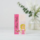 Blonde Baker op Pink Brown Cup Cakes Visitekaartje (Staand voorkant)