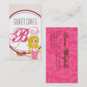 Blonde Baker op Pink Brown Cup Cakes Visitekaartje (Voorkant / Achterkant)