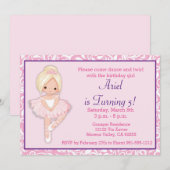 Blonde Ballerina Birthday Uitnodiging (Voorkant / Achterkant)