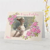 Blonde ballerina , een meisje dat van balletkaartj kaart (Gele Bloem)