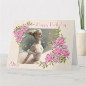 Blonde ballerina , een meisje dat van balletkaartj kaart (Voorkant)