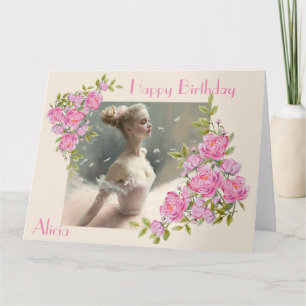 Blonde ballerina , een meisje dat van balletkaartj kaart