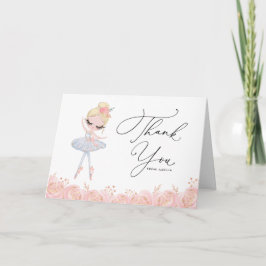 Blonde Ballerina in White Dress Floral Birthday Bedankkaart