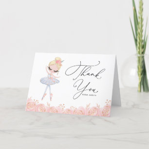 Blonde Ballerina in White Dress Floral Birthday Bedankkaart