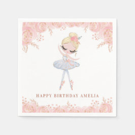 Blonde Ballerina in White Dress Floral Birthday Servet