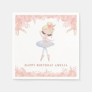 Blonde Ballerina in White Dress Floral Birthday Servet