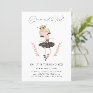 Blonde Ballerina in zwarte dress Glitter Birthday Kaart