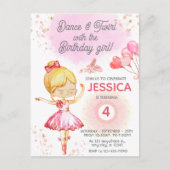 Blonde Ballerina meisje verjaardag ballet  Briefkaart (Voorkant)