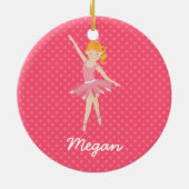 Blonde Ballerina met roze pooldots Keramisch Ornament (Achterkant)