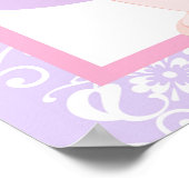 Blonde Ballerina & Paarse Damask Verjaardag Poster (Hoek)