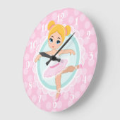 Blonde Ballerina - Roze Ballet Dancer Girl Grote Klok (Hoek)