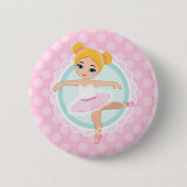 Blonde Ballerina - Roze ballet danseres Ronde Button 5,7 Cm (Voorkant)
