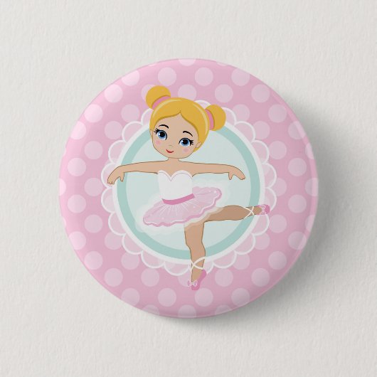 Blonde Ballerina - Roze ballet danseres Ronde Button 5,7 Cm (Voorkant)