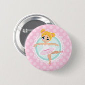 Blonde Ballerina - Roze ballet danseres Ronde Button 5,7 Cm (Voorkant /achterkant)