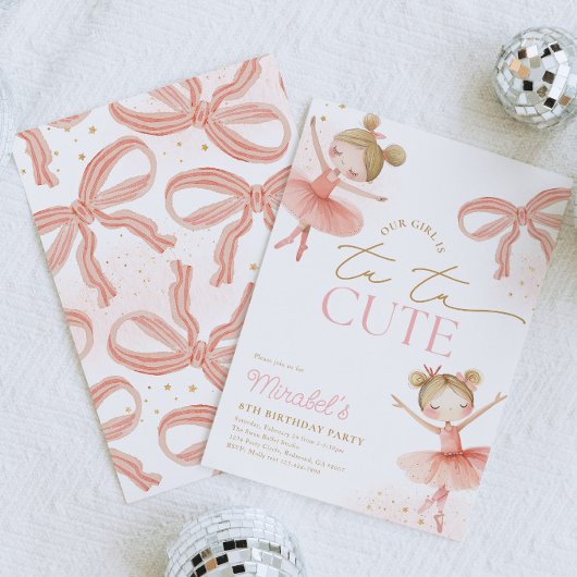 Blonde Ballerina Verjaardagsuitnodiging Kaart