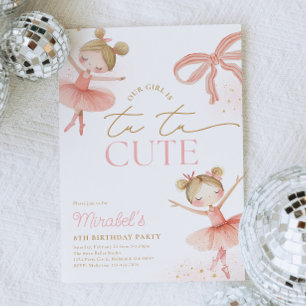 Blonde ballerina verjaardagsuitnodiging kaart