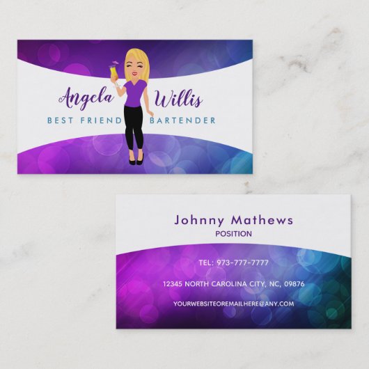 Blonde Bartender Logo Visitekaartjes (Voorkant / Achterkant)