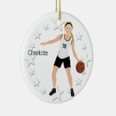 Blonde Basketball Girl in zwart-wit Keramisch Ornament (Rechts)