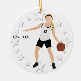 Blonde Basketball Girl in zwart-wit Keramisch Ornament