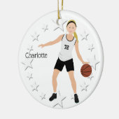 Blonde Basketball Girl in zwart-wit Keramisch Ornament (Links)
