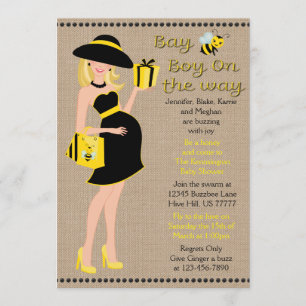 Blonde Bay Bee Boy on the Way Baby shower Kaart