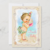 Blonde Beach Baby Conch Shell Baby shower Kaart (Voorkant)