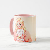 Blonde Beauty Ceramic Mug - Vibrant Yellow Hair Mok (Voorkant links)