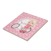 Blonde Bicycle Girl - Roze wit Tegeltje (Zijkant)